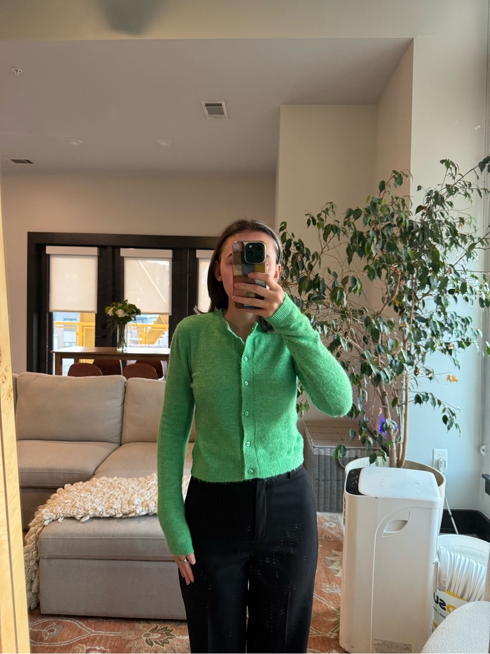 H&M Bright Green Button-Up Cardigan